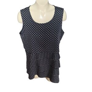 NWT Coldwater Creek Top in Medium Black and White with Diamond Dots Pattern